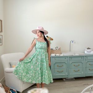 Green, floral midi dress